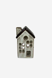 Porcelain And Ceramics: Porcelain Tealight House Village Collection - Natural 10cm