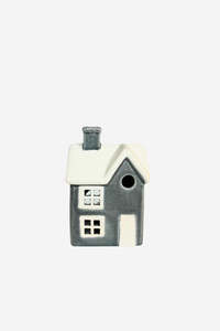 Porcelain Tealight House Village Collection - Grey 10cm