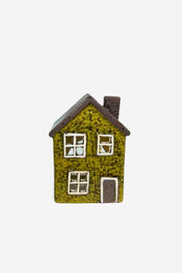 Porcelain Tealight House Village Collection - Green 11cm
