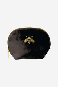 Bee Velvet Cosmetic Bag - Black