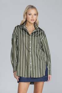 Clothing: Two Makes One Shirt - Forest with White Stripe