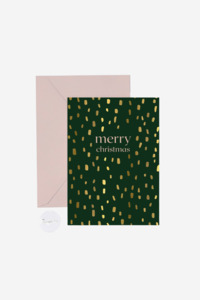 Merry Christmas (Green Spots) - Greeting Card