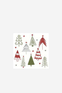 Table Linen Accessories: Fun Trees Napkins - Red and Green