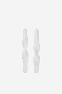 Candles And Candle Holders: Broste Candle Twist Set of 2 - Glossy White
