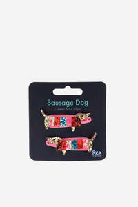 Baby Kids Collection: Sausage Dog Glitter Hair Clips