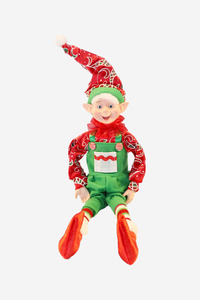 Poseable Elf - Green Overalls & Stripe Tights