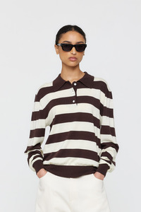 Wear: Noe Polo - Brown & Cream Stripe