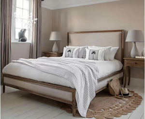 MAISON FABRIC PANEL OAK BED SuperKing