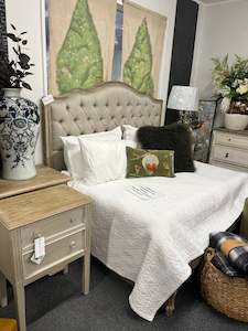 Bed 1: King French Villa OAK Bed/ Weather Wash