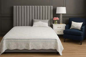 Bed 1: Vanguard Jemma Grey Channel Turfed SuperKing Bed