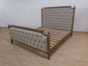Watson French Country Oak Frame Upholstered Button SuperKing Size Bed