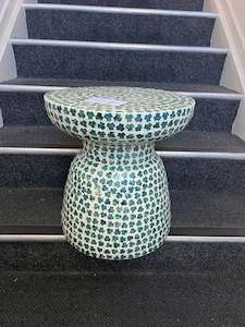 Side End Tables: 32# Stool Inlaid Blue Capiz Shell