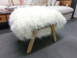 Benches Ottomans: Fur Ottoman with Wood Base