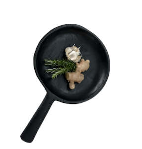 Organic Teak Round Platter 40cm Black Yakisugi