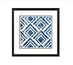 Clearance: FRAMED ART GEOMETRIC DESIGN IN BLUE II