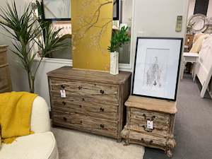 Clearance: Package/ Bella French Natural 1 Chest of Drawer+2  Bedsides