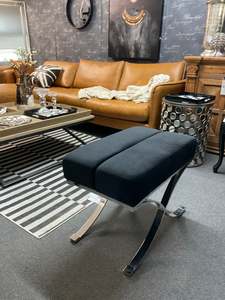 Benches Ottomans: Ottoman / Stool with Stainless Steel  Cross Base Black Velvet