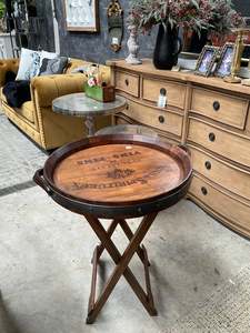 Round Barrel Tray Side Table