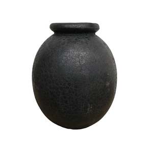 Vases Jugs Jars: Earthenware Round Vessel - Aged Black