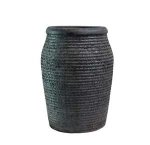Vases Jugs Jars: Earthenware Planter Vessel - Aged Black