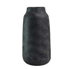 Earthenware Tall Wide Mouth Vessel - Aged Black
