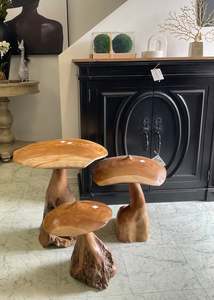 Solid Teak Mushroom Decor Set/3