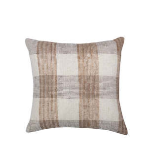Homewares: GRETA CUSHION AND FEATHER INNER - GREY CHECK