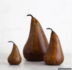 Medium Marble Decorative Pear in Golden Brown