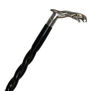 JAGUAR WALKING STICK IN NICKEL FINISH WITH SPIRAL HANDLE