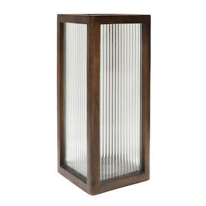 Accessories Decor: TATE LARGE REEDED GLASS HURRICANE LAMP - NATURAL