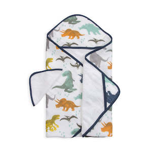 Childrens: Hooded Towel + Wash Cloth - Dino Friends