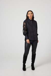 Victoria Shirt- Black Embroidery