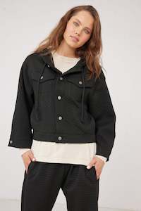 Jumpers: Varsity Hoodie- Black Quilt