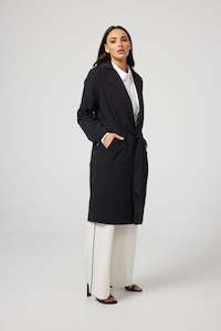 Coats And Jackets: Weekender Trench Coat- Black Ecru