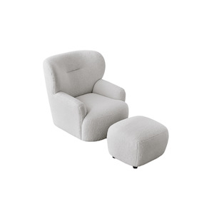 Armchair: KIRA Armchair with Ottoman | Fabric | White