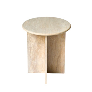Side Table: IRIS | Side Table | Natural Travertine | Beige