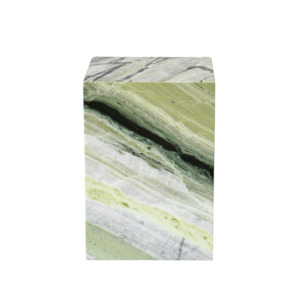 Side Table: CUBI Plinth | Side Table | Natural Marble | Shangri-La Green
