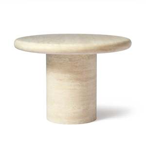 Dining Table: BELLE Round Dining Table – Luxurious Natural Travertine in Beige
