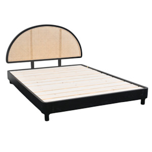 ARCO Queen Bed | Rattan | Solid wood | Black