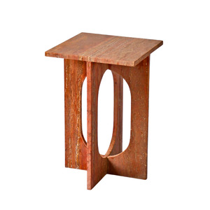 Side Table: LILA | Side Table | Natural Travertine | Red
