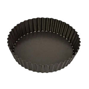 Pies Quiches Tarts: Bakemaster Non-Stick Round Fluted Deep Quiche Pan - 25cm