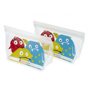 Full Circle: Full Circle Ziptuck Reusable Lunch/Snack Bags Monster - Set of 2