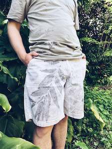 Botanical Clothing: Mens Cream Shorts - Linen M/L