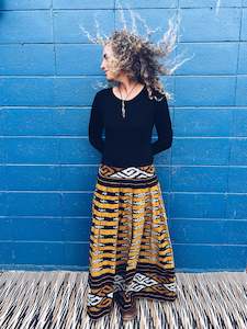 Thread Journeys: Handwoven Ikat Skirt - Java - Yellow