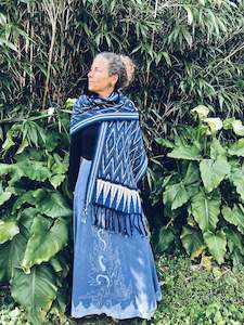 Thread Journeys: Handwoven Indigo Ikat Scarf  - Java - Indigo Blue