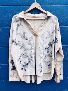 Plant Dyed Larger Sizes: Cream Knotweed shirt ~ Linen XL+