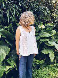 Linen Cotton: White Gum Singlet ~ Cotton ~ L/XL