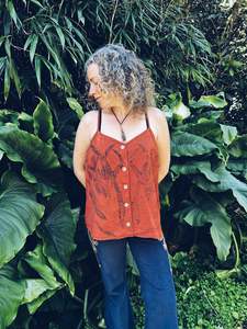 Red Singlet ~ Linen ~ XL
