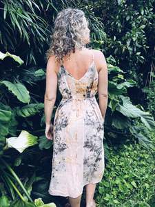 Linen Cotton: Apricot Strappy Dress ~ Linen ~ M/L