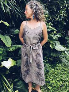 Linen Cotton: Grey Strappy Dress ~ Linen ~ S/M